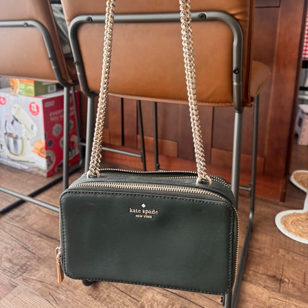 Kate Spade Double Zip Camera Crossbody Bag, Dark Green